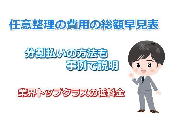 任意整理の費用の総額早見表