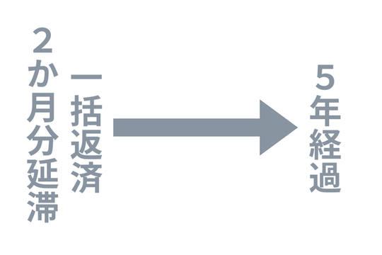 2か月延滞で一括請求から５年で時効