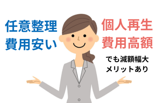 任意整理と個人再生の費用の違い