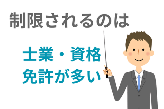 一部の職種で資格制限